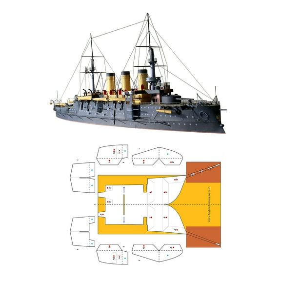 Czar Russia Navy Oslabya Battleship Paper Model Kit Unassembled, 1:250 Scale Model for Collectors Gift