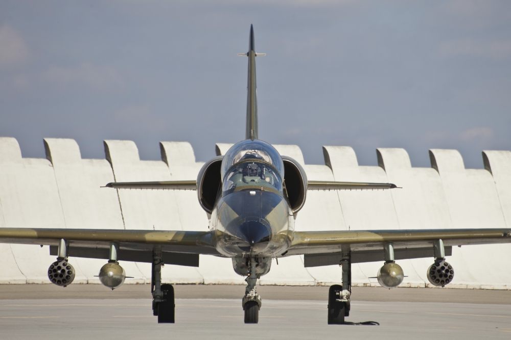 Czech Air Force L-39ZA Albatros with live 70mm rockets Canvas Art - Timm ZiegenthalerStocktrek Images (35 x 23)