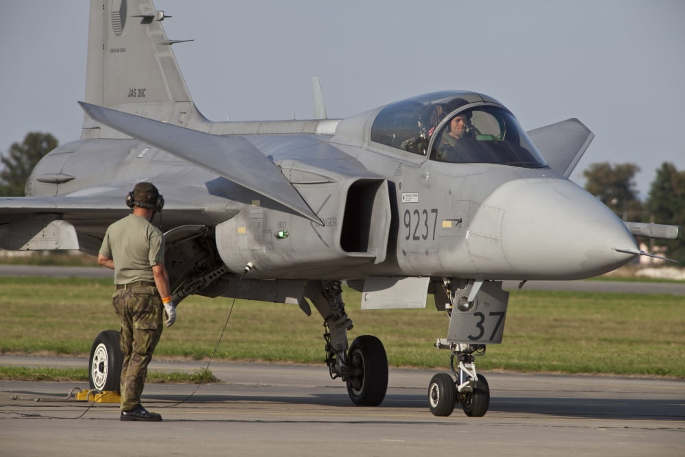 Czech Air Force Saab JAS-39 Gripen Canvas Art - Timm ZiegenthalerStocktrek Images (18 x 12)