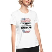 Czech American Patriot Usa Grown Czech Republic Women's Moisture Wicking Performance T-Shirt Outdoor Sport Tee