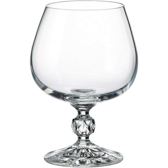 Czech Bohemian Crystal Glass Set of 6 Snifter Glasses 8oz250ml.Vintage Design Sterna Elegant Stem Goblets Cognac Brandy Calvados Whiskey Gift Birthday Wedding Housewarming Anniversaries, Clear