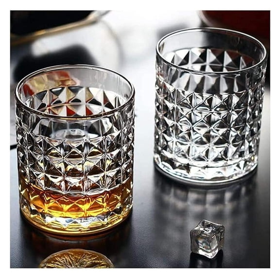 Czech Bohemian Crystal Glass Set of 6 Whiskey Glasses 8oz./250ml. Design Heavy Base Old Fashioned Style Bourbon Brandy Holiday Gift Birthday Wedding Housewarming Anniversary