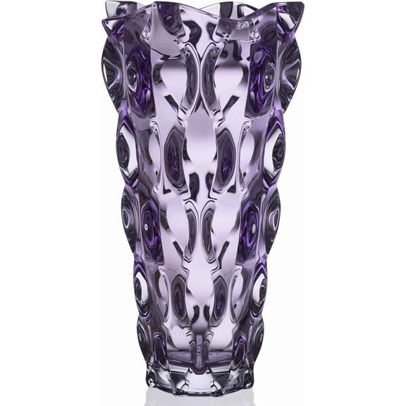 Czech Bohemian Crystal Glass Vase 12''-Height Amethyst '''' Vintage European Design Elegant Centerpiece Flower Vase Home Decor Wedding Birthday Housewarming Anniversary