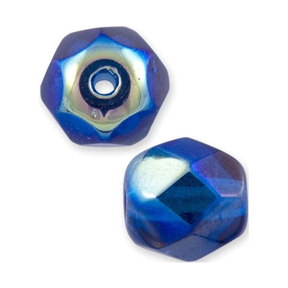 Czech Fire Polished Glass Round Beads 4mm Capri Blue AB (Package of 50)