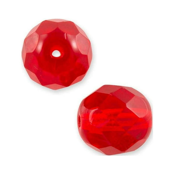 Czech Fire Polished Glass Round Beads 4mm Ruby (Package of 50)