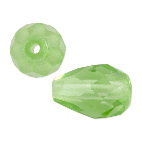 Czech Fire Polished Glass Teardrop Shaped Beads 10x7mm Peridot (Package of 10)