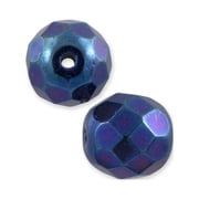 Czech Fire Polished Rounds 6mm Blue Iris Package of 10