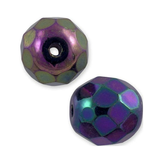 Czech Fire Polished Rounds 6mm Purple Iris (Package of 10)