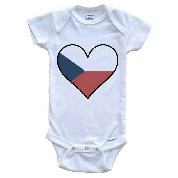Czech Flag Baby Bodysuit - Cute Czech Flag Heart - Czech Republic Baby Bodysuit, 3-6 Months White