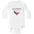 thumbnail image 1 of Czech Flag Heart Czech Republic One Piece Baby Bodysuit (Long Sleeve), 3-6 Months White, 1 of 1