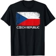thumbnail image 1 of Czech Flag T-Shirt | Vintage Made In Czech Republic Gift mens t shirt，black，women，funny，misfits，men，journey，t-shirt, 1 of 4