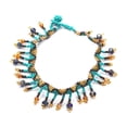 thumbnail image 1 of Czech Glass Seed Bead Dangle Frill Fringe Tribal Pattern Anklet - Womens Fashion Handmade Beadwork Jewelry Boho Accessories, 1 of 3