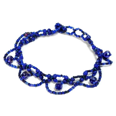 Czech Glass Seed Bead Loop Dangle Frill Fringe Anklet - Womens Fashion Handmade Beadwork Jewelry Boho Accessories