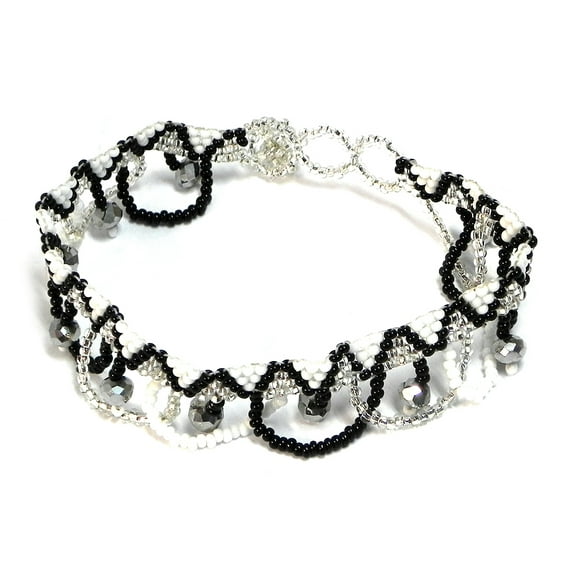 Czech Glass Seed Bead Loop Dangle Frill Fringe Tribal Pattern Anklet - Womens Fashion Handmade Beadwork Jewelry Boho Accessories