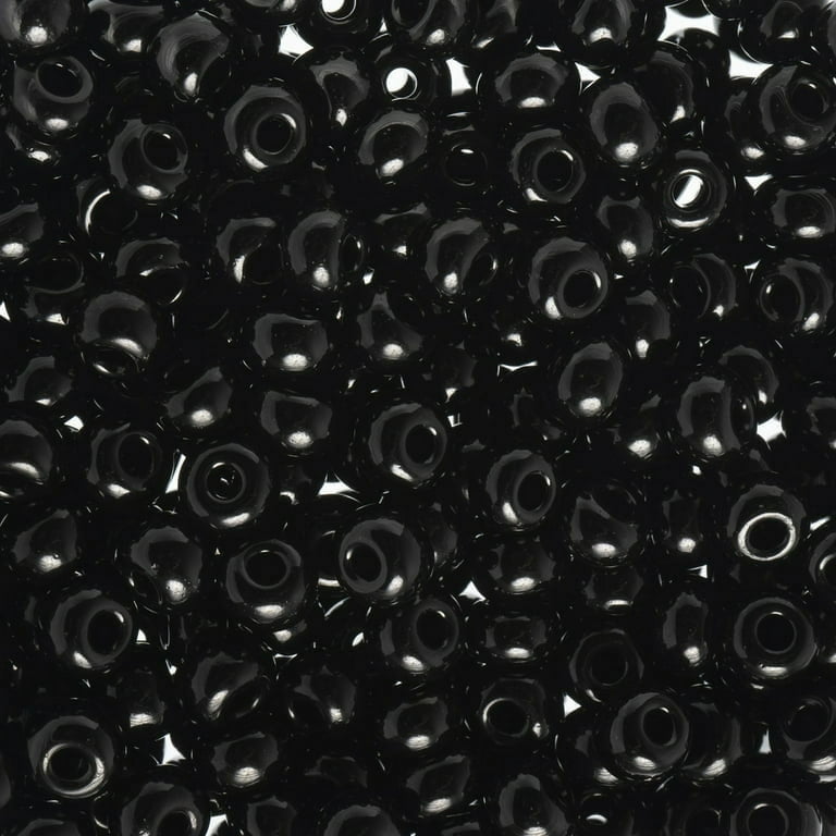 Czech Glass Seed Beads 4/0 Black Bead for Jewelry Making Crafts, 22g Vial