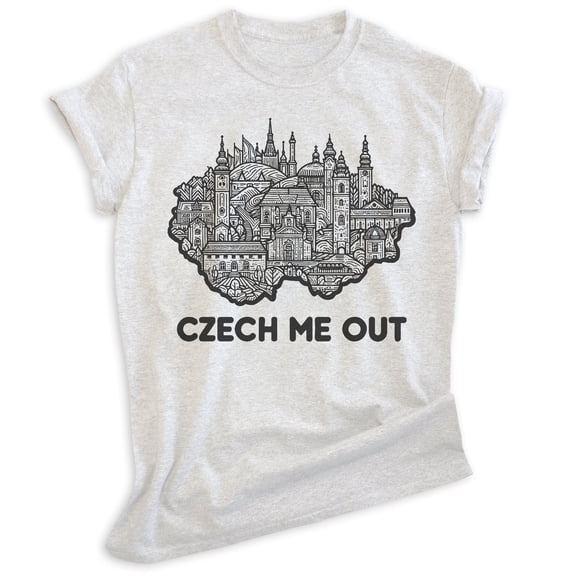 Czech Me Out T-shirt, Unisex Women's Men's Shirt, Czech Republic Prague Czechia Travel Europe Pun, Heather Ash, Large