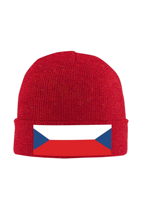 Czech Republic Beanie Hat Men Women Warm Printed Cap Knit Beanies Hats Outdoor Winter Red