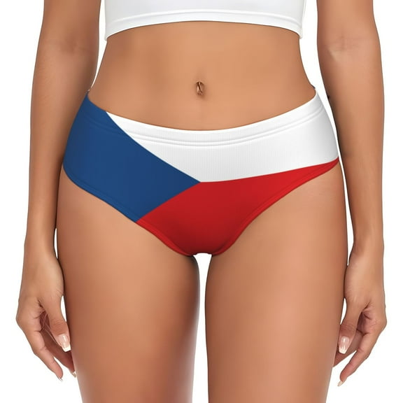 Czech Republic Bikini Panties Stretch Cool 3D printed Underwear for Women Medium