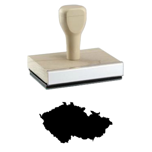Czech Republic Country Rubber Stamp, 1 X 2" Wood Stamp