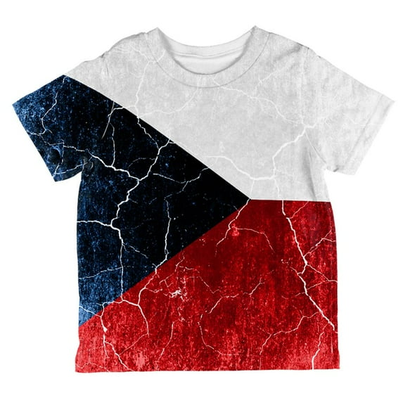 Czech Republic Flag Distressed Grunge All Over Toddler T Shirt Multi 4T
