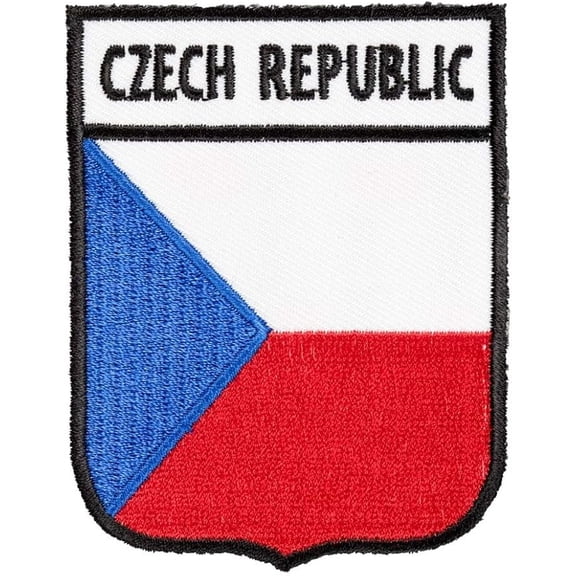 Czech Republic Flag Shield Patch, European Country Flag Patches