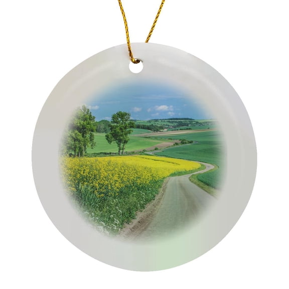 3drose, Czech Republic, Moravia, Spring Farm Fields., Circle Porcelain Ornament