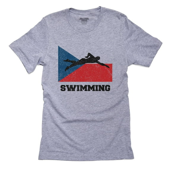 Czech Republic - Olympic - Swimming - Flag - Silhouette Men's Grey T-Shirt