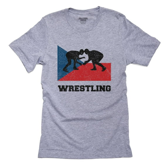Czech Republic Olympic - Wrestling - Flag - Silhouette Men's Grey T-Shirt