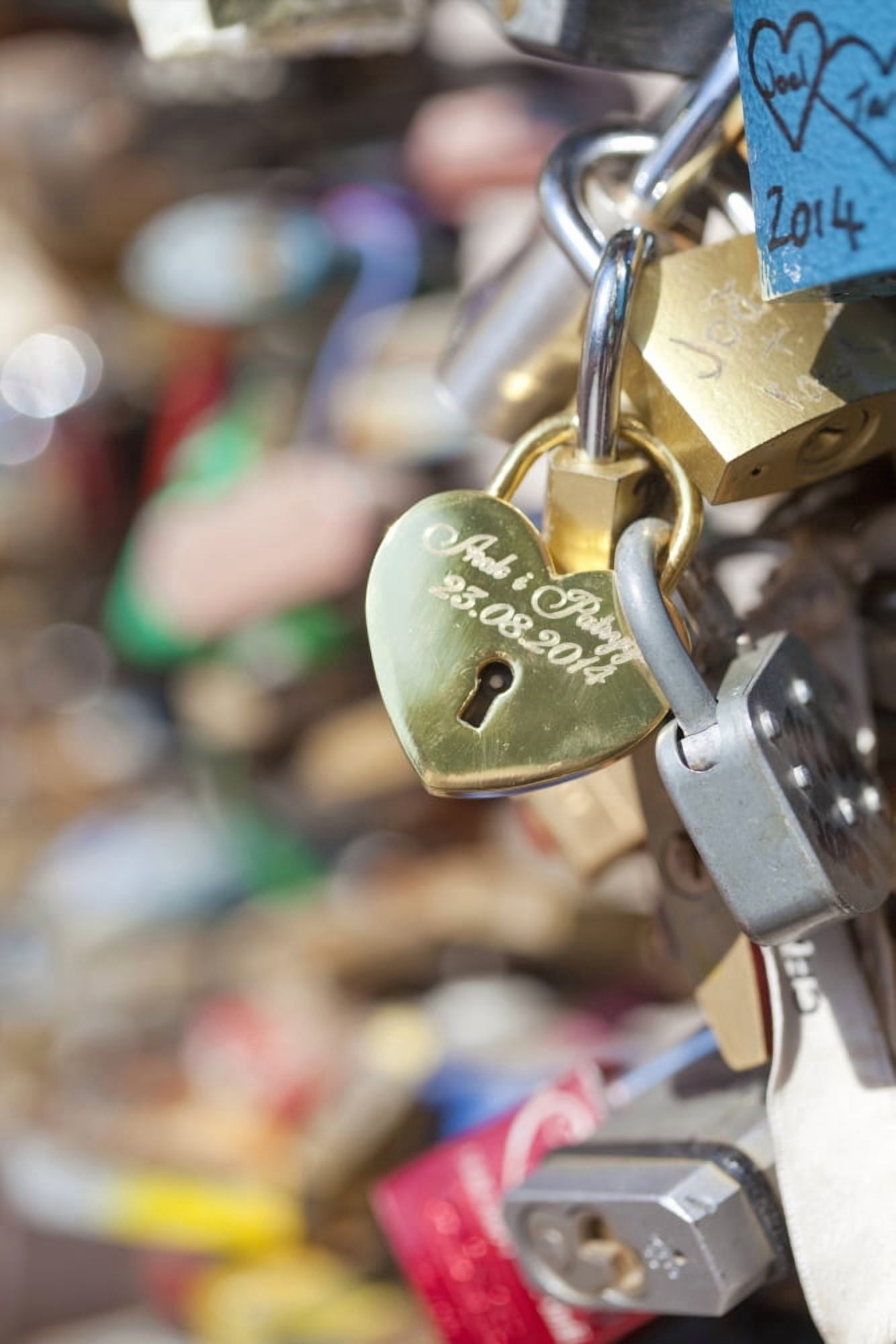 Czech Republic Prague - Abundance of Love Padlocks on Railings Canvas Art - Panoramic Images (27 x 9)