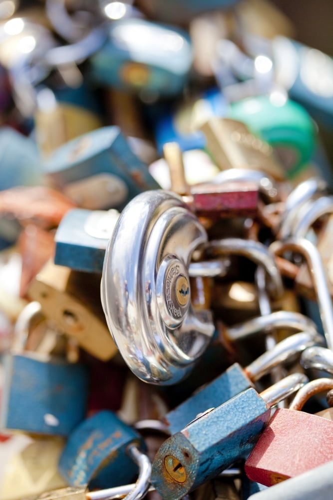 Czech Republic Prague - Abundance of Love Padlocks on Railings Canvas Art - Panoramic Images (27 x 9)