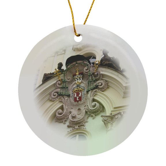 3drose, Czech Republic, Prague, Archbishops Palace Emblem - Eu06 Rer0020 - Ric Ergenbright, Circle Porcelain Ornament