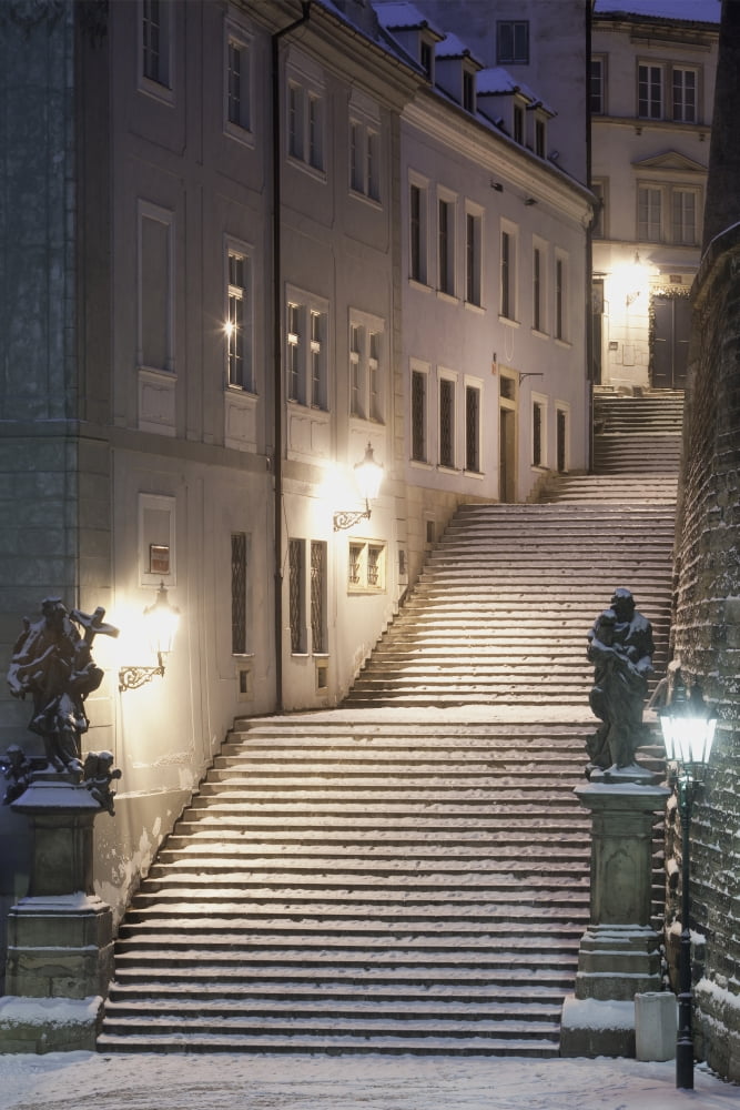 Czech Republic Prague - Lesser Quarter (Mala Strana) in winter Canvas Art - Panoramic Images (27 x 9)