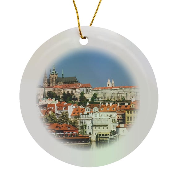 3drose, Czech Republic, Prague. Prague Castle and Lesser Town., Circle Porcelain Ornament