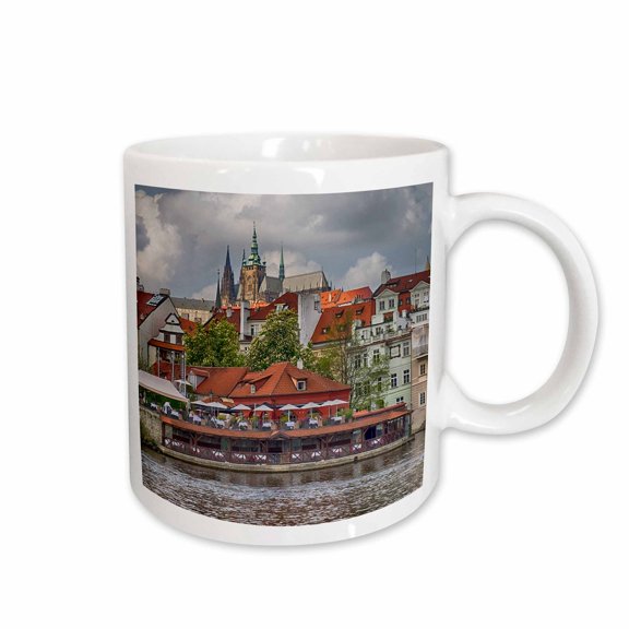 3drose, Czech Republic, Prague. Restaurant Along the Vltava River., 11oz Mug