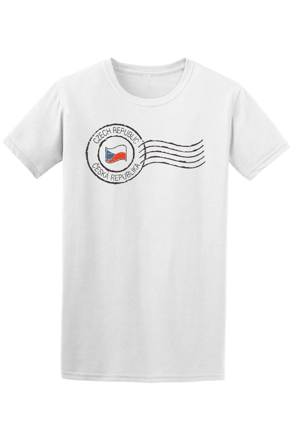 Czech Republic Stamp Logo T-Shirt Men -Image by Shutterstock, Male Large