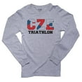 thumbnail image 1 of Czech Republic Triathlon - Olympic Games - Rio - Flag Men's Long Sleeve Grey T-Shirt, 1 of 2