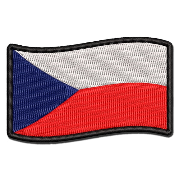 Czech Republic with Waving Flag Cute Applique Multi-Color Embroidered Hook & Loop Patch - 3 Inch Medium