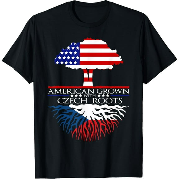 Czech Roots American Grown US Czechoslovakia European Flag T-Shirtmen and women can wear, black, white, gifts.S,M,L,XL,2XL,3XL,497XL