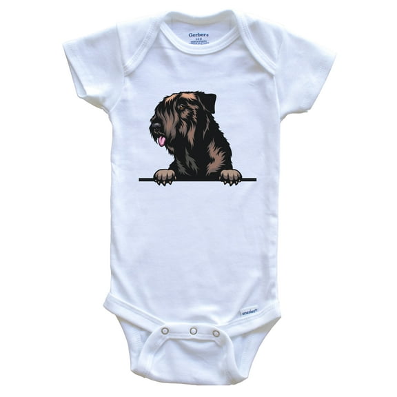 Czech Terrier Dog Breed Cute Baby Bodysuit, 6-9 months white