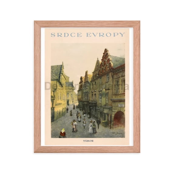 Czechoslovakia, the Heart of Europe, Visit Tabor, 1934. Framed Vintage Travel Poster