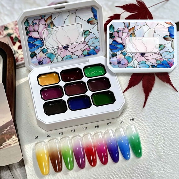 CzestPyake,Patting Gel Polish Pallete,Nail Tech Supplies,Pat Pat Gel,9 Colors Patting Gel Polish Palette Kit For Beginners & Pros ,Sponge Ombre Effect, Smooth Patting Texture
