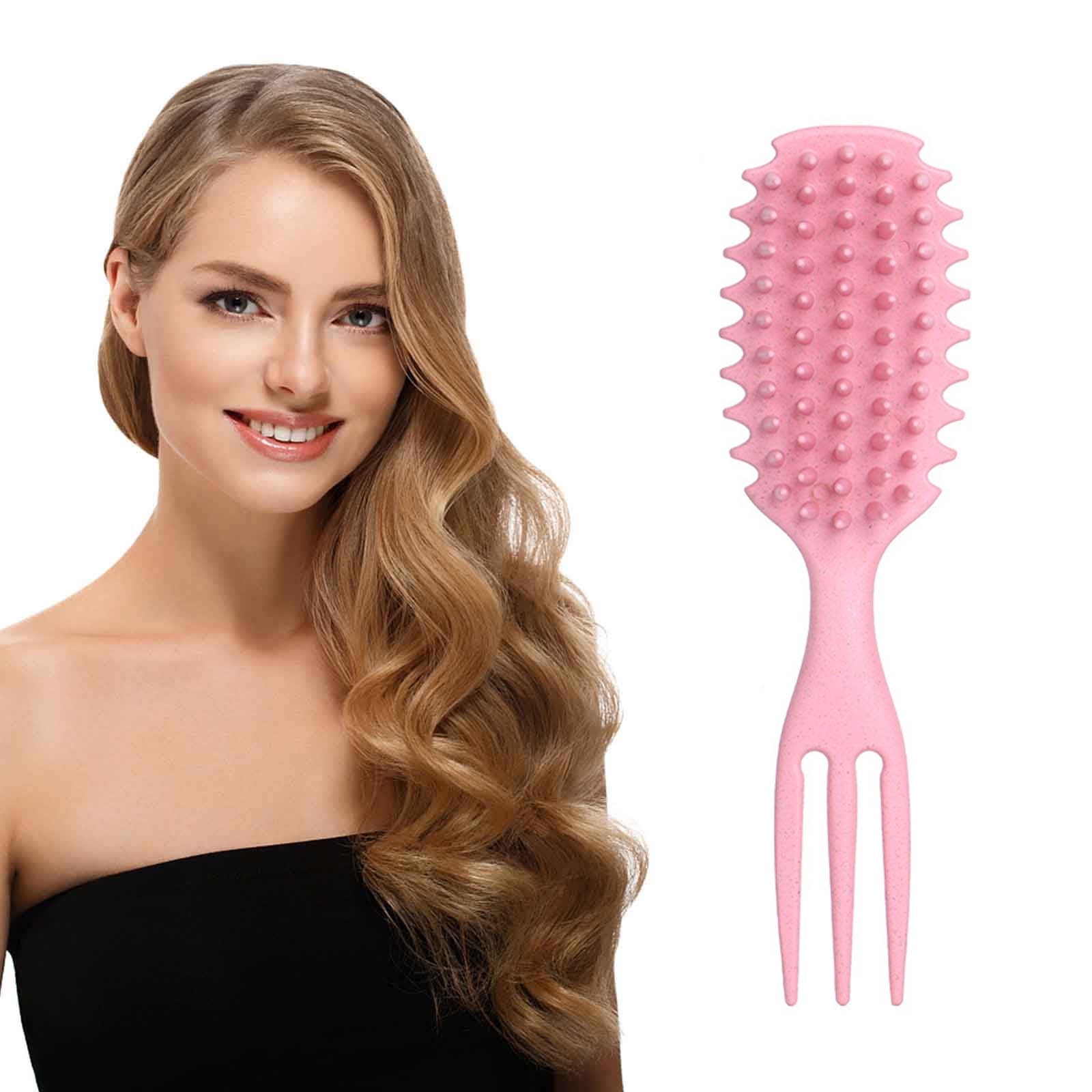 CzestPyake Threeprong Pointed Tail Curly Hair Shampoo Brush Straw