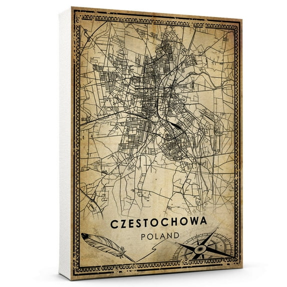 Czestochowa Vintage Map Prints Canvas, Poland Map Art Canvas, Canvas, Czestochowa Map City style vintage Canvas , Canvas Wall Art, Street Map Artwork Canvas