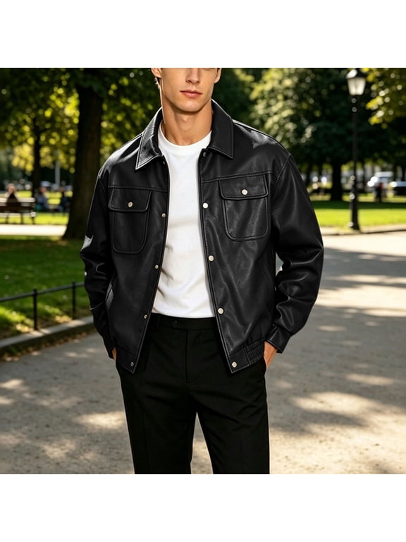 Men's Collar Long Sleeve Jacket Water-Resistant Elastic Fall/winter Hip Regular Solid Vintage Retro