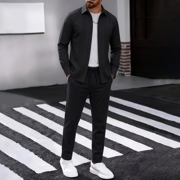 Czstvyn Men's Stretch Set Button Solid