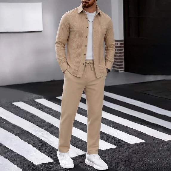 Czstvyn Men's Stretch Set Button Solid