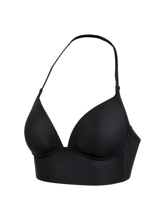 Women's Breathable Bra Lightly Lined Mesh Everyday Solid Halter Strap Daily Wear Work