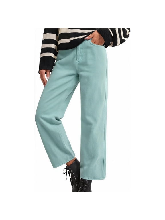 Women's Cargo Denim Jeans Multi-Pocket Solid, Casual Full Length Workwear Pants for Women