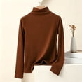 thumbnail image 1 of Czstvyn Women's Sweater Long Sleeve Warm Solid Mock Neck Regular Pullover Brushed Knit Stockinette Insulated, 1 of 5