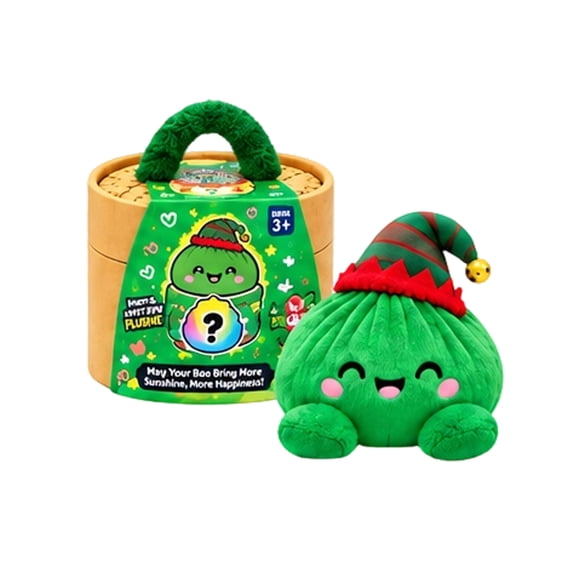 Czuelxn Christmas Witch Hat Elf Squishy Dumpling Plush, 4.92 Inch Soft Bounce-Back Squishies Fidget Ball with Steamer Boxfor Adults, Kawaii Cute Stuff Room Desk Decor Xmas Gift